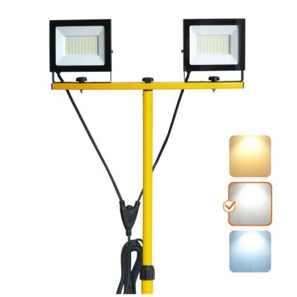 LED Floodlight with a stand TIGRA 2xLED/50W/230V 4000K IP54 black/yellow