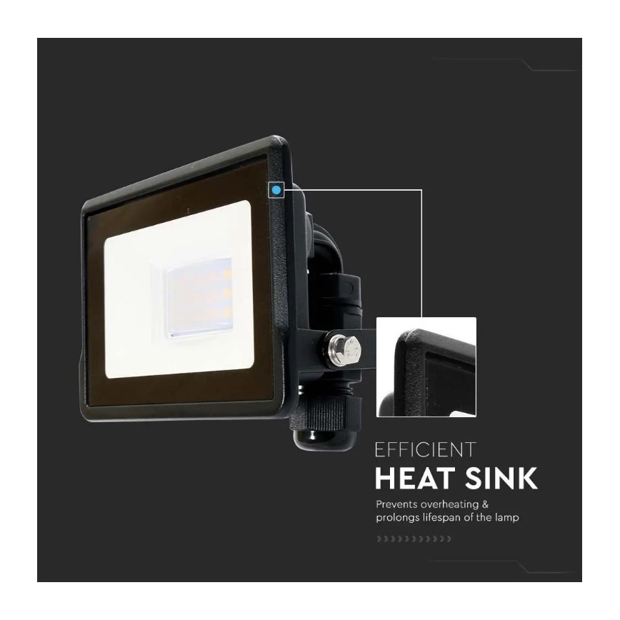 LED Floodlight with direct connection SAMSUNG CHIP LED/10W/230V IP65 6500K black