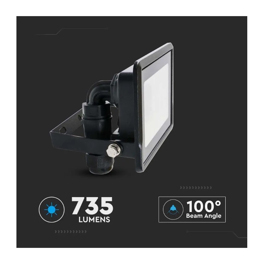 LED Floodlight with direct connection SAMSUNG CHIP LED/10W/230V IP65 6500K black