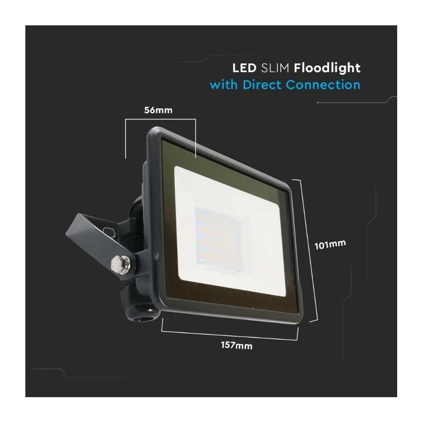 LED Floodlight with direct connection SAMSUNG CHIP LED/20W/230V IP65 6500K