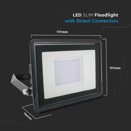 LED Floodlight with direct connection SAMSUNG CHIP LED/30W/230V IP65 6500K