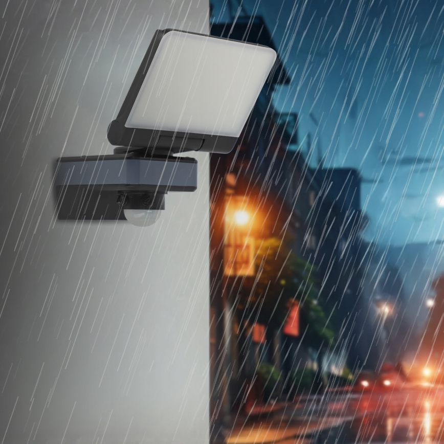 LED floodlight with motion and dusk sensor LED/24W/230V 4200K IP54 black