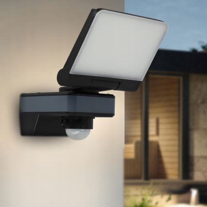 LED floodlight with motion and dusk sensor LED/24W/230V 4200K IP54 black