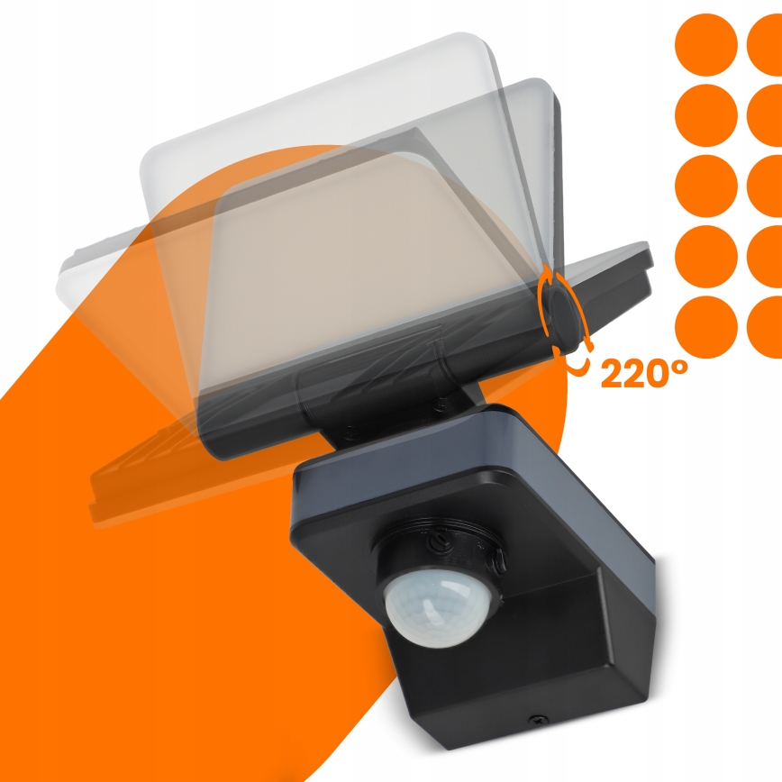 LED floodlight with motion and dusk sensor LED/24W/230V 4200K IP54 black