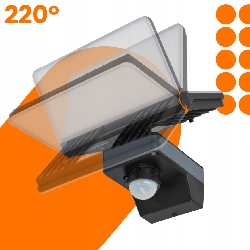 LED Floodlight with motion and dusk sensor LED/44W/230V 4200K IP54 black