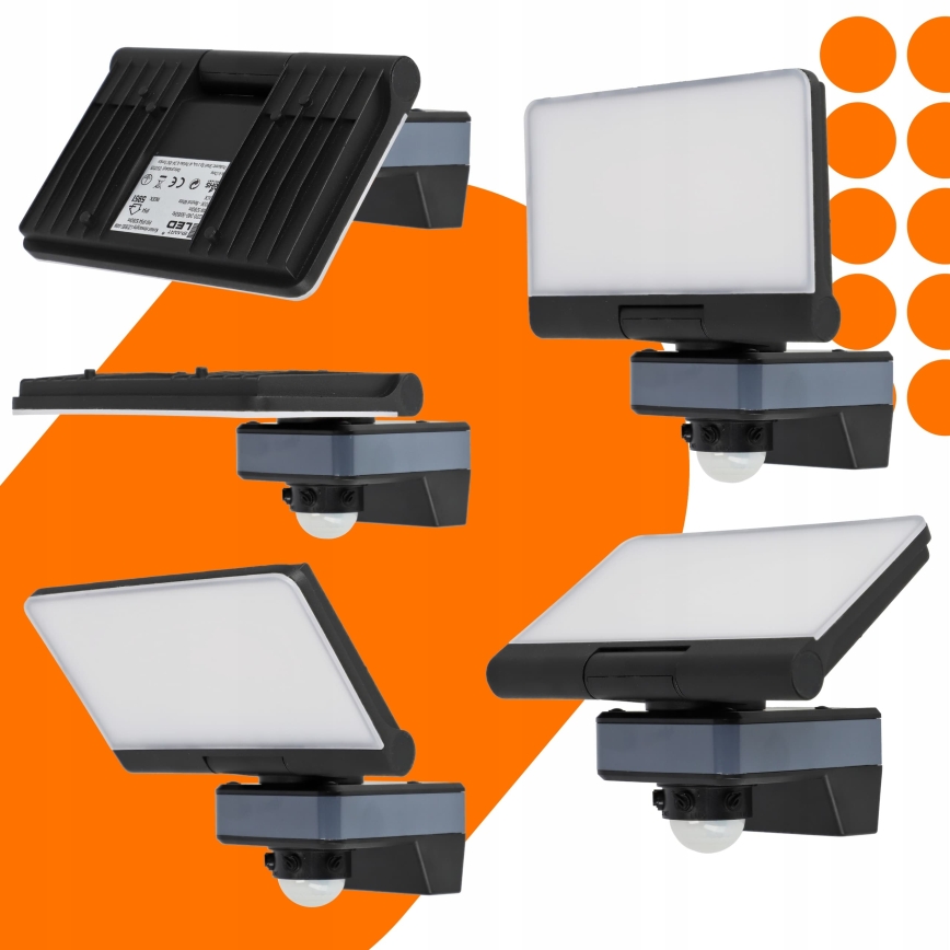 LED Floodlight with motion and dusk sensor LED/44W/230V 4200K IP54 black