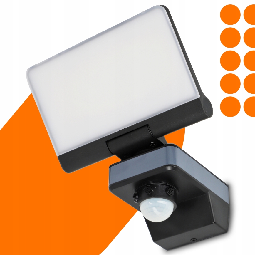 LED Floodlight with motion and dusk sensor LED/44W/230V 4200K IP54 black