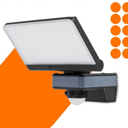 LED Floodlight with motion and dusk sensor LED/44W/230V 4200K IP54 black