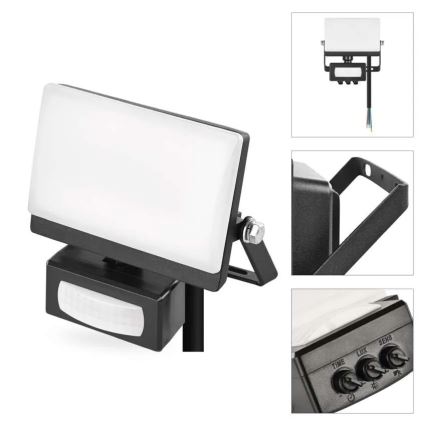 LED Floodlight with Motion and Dusk Sensor TAMBO EVO LED/10W/230V 4000K IP44 Black