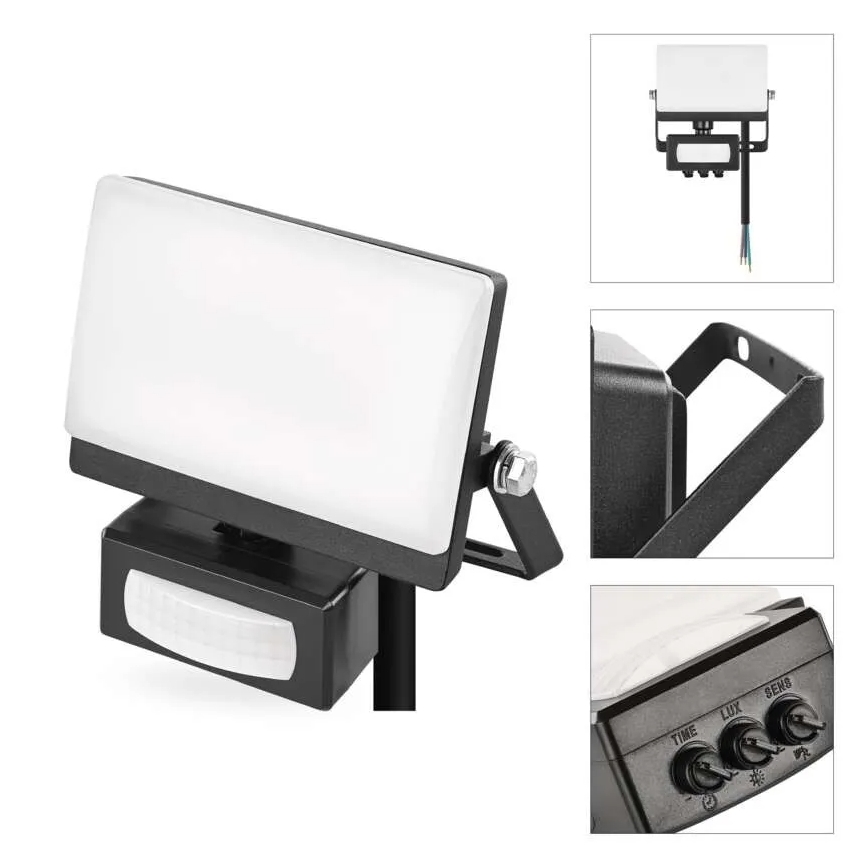 LED Floodlight with Motion and Dusk Sensor TAMBO EVO LED/10W/230V 4000K IP44 Black