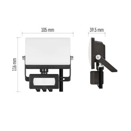 LED Floodlight with Motion and Dusk Sensor TAMBO EVO LED/10W/230V 4000K IP44 Black
