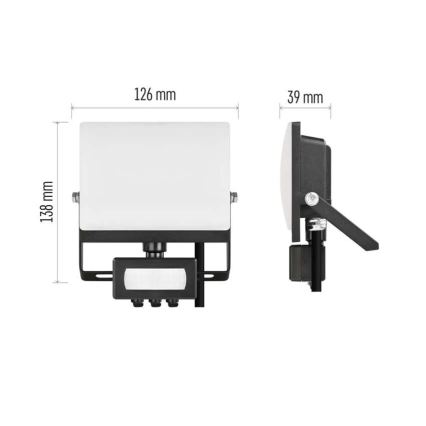 LED floodlight with motion and dusk sensor TAMBO EVO LED/20W/230V 4000K IP44 black