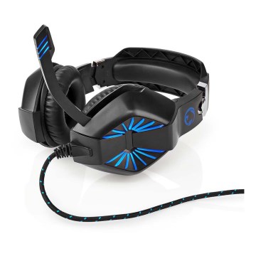 LED Gaming headphones with a microphone black/blue