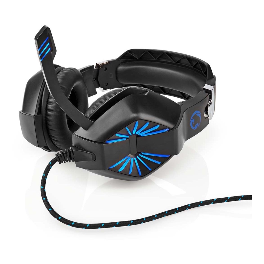 LED Gaming headphones with a microphone black/blue