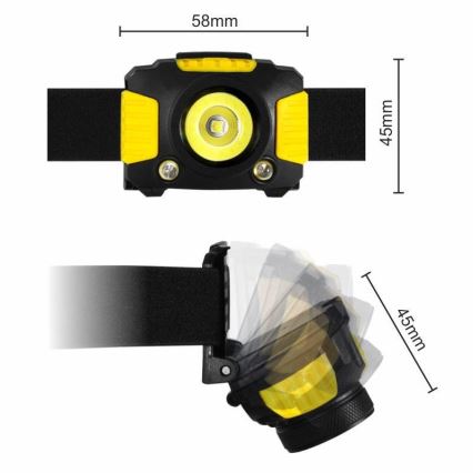 LED Headlamp 2xLED/5W/3xAAA + LED/3W