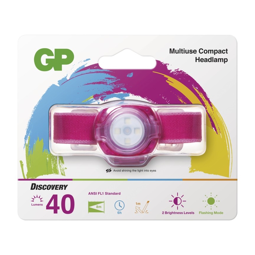 LED Headlamp GP EVERYBODY 4xLED/2×CR2025 pink