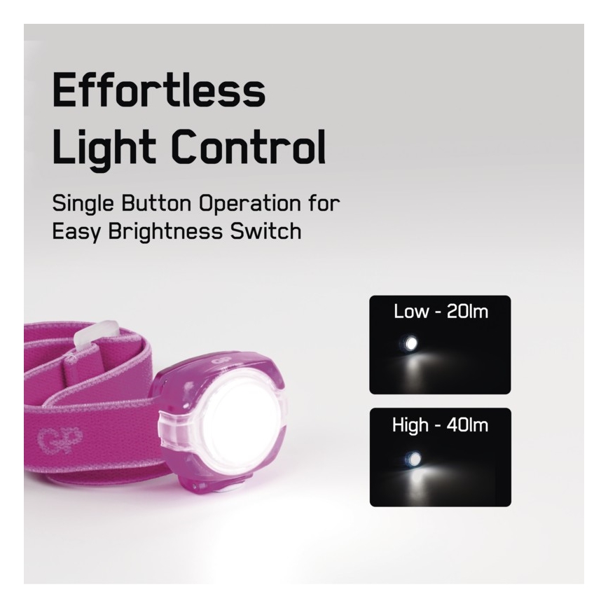 LED Headlamp GP EVERYBODY 4xLED/2×CR2025 pink