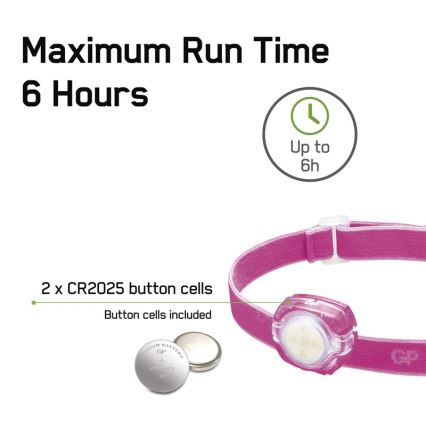 LED Headlamp GP EVERYBODY 4xLED/2×CR2025 pink