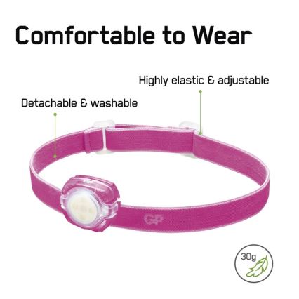 LED Headlamp GP EVERYBODY 4xLED/2×CR2025 pink