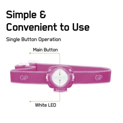 LED Headlamp GP EVERYBODY 4xLED/2×CR2025 pink