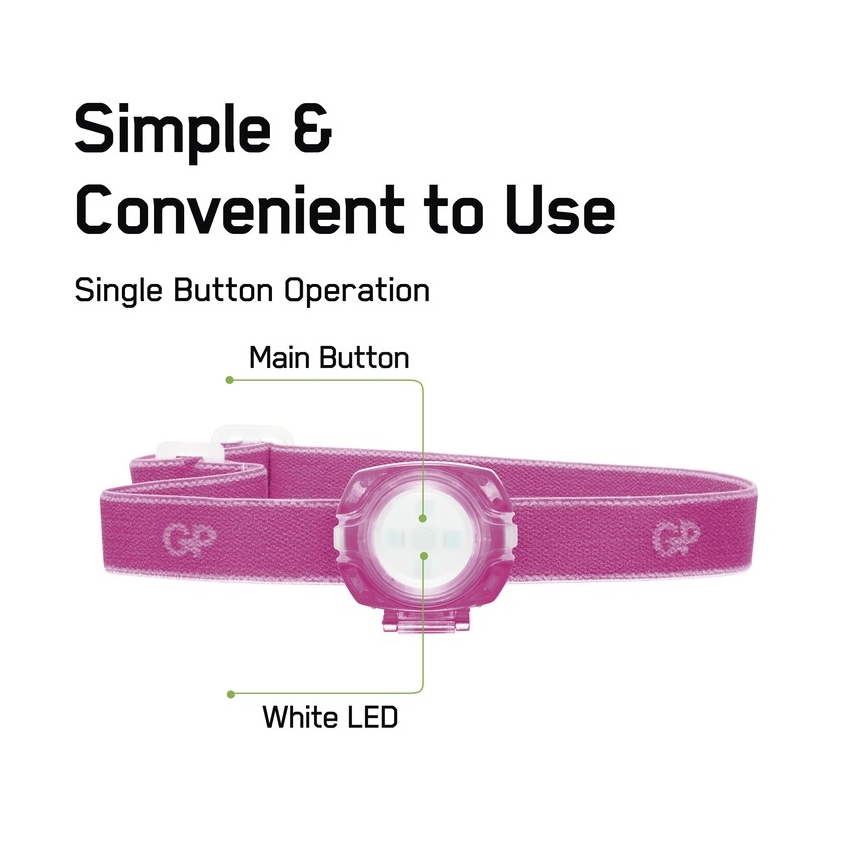 LED Headlamp GP EVERYBODY 4xLED/2×CR2025 pink