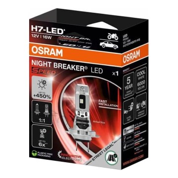 LED Headlight Bulb NIGHT BREAKER SPEED H7 PX26d/16W/12V 6000K - Osram