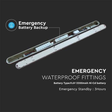 LED Heavy-duty fluorescent light with emergency module EMERGENCY LED/48W/230V 4000K 150cm IP65