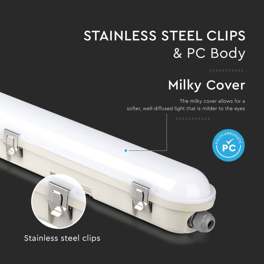 LED Heavy-duty fluorescent light with emergency module EMERGENCY LED/48W/230V 6500K 150cm IP65