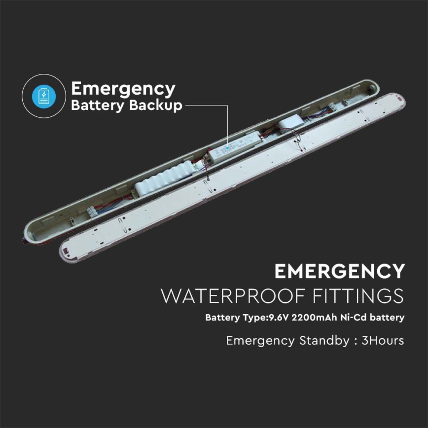 LED Heavy-duty fluorescent light with emergency module EMERGENCY LED/48W/230V 6500K 150cm IP65