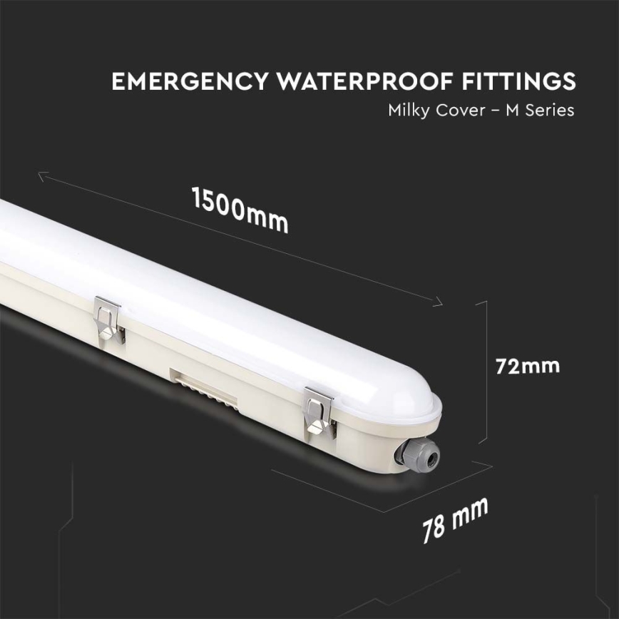LED Heavy-duty fluorescent light with emergency module EMERGENCY LED/48W/230V 6500K 150cm IP65