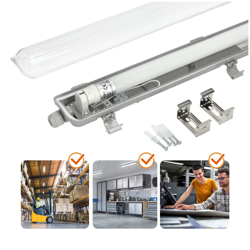 LED Heavy-duty fluorescent light T8 1xG13/18W/230V 4000K IP65 128 cm