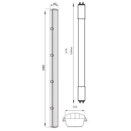 LED Heavy-duty fluorescent light T8 2xG13/18W/230V 4000K IP65
