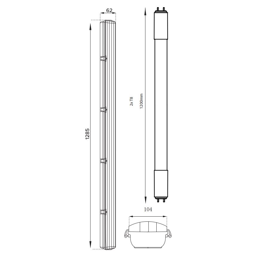 LED Heavy-duty fluorescent light T8 2xG13/18W/230V 4000K IP65