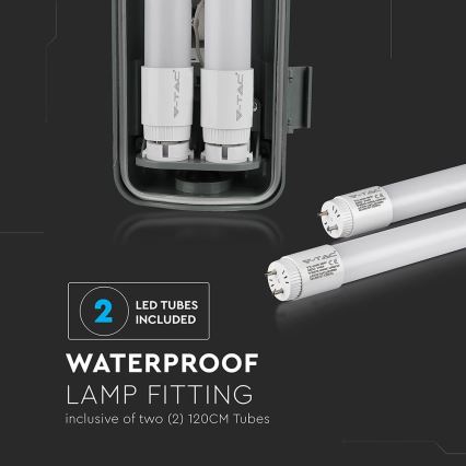 LED Heavy-duty fluorescent light T8 2xG13/22W/230V IP65 4000K 156 cm