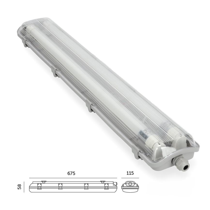 LED Heavy-duty fluorescent light T8 2xG13/9W/230V 4000K IP65 67,5 cm