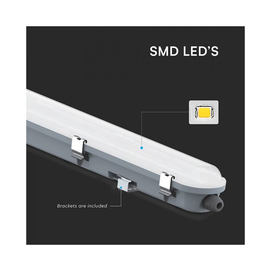 LED industrial linear luminaire with emergency module LED/48W/230V 6500K IP65 2200 mAh 150 cm