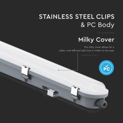 LED industrial linear luminaire with emergency module LED/48W/230V 6500K IP65 2200 mAh 150 cm