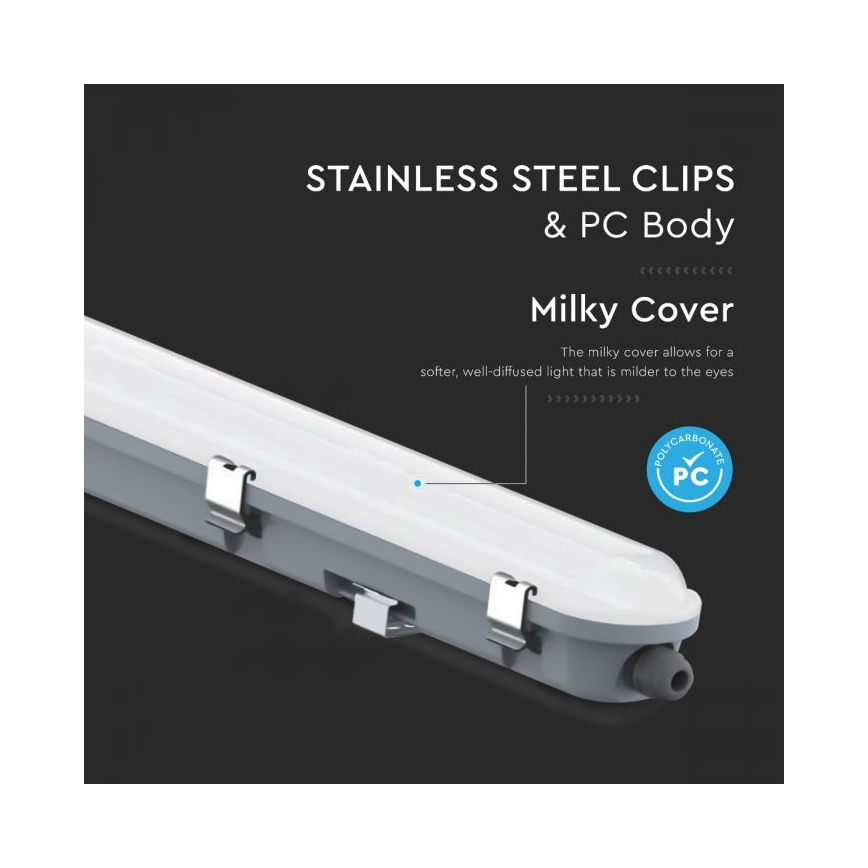 LED industrial linear luminaire with emergency module LED/48W/230V 6500K IP65 2200 mAh 150 cm