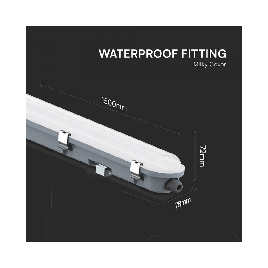 LED industrial linear luminaire with emergency module LED/48W/230V 6500K IP65 2200 mAh 150 cm