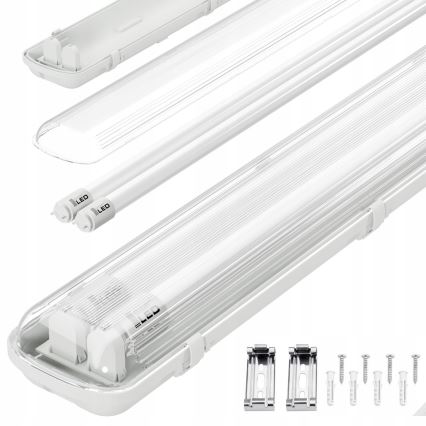 LED Industrial T8 Batten Light, 2x G13, 20W, 230V, 6500K, 120 cm, IP65, White