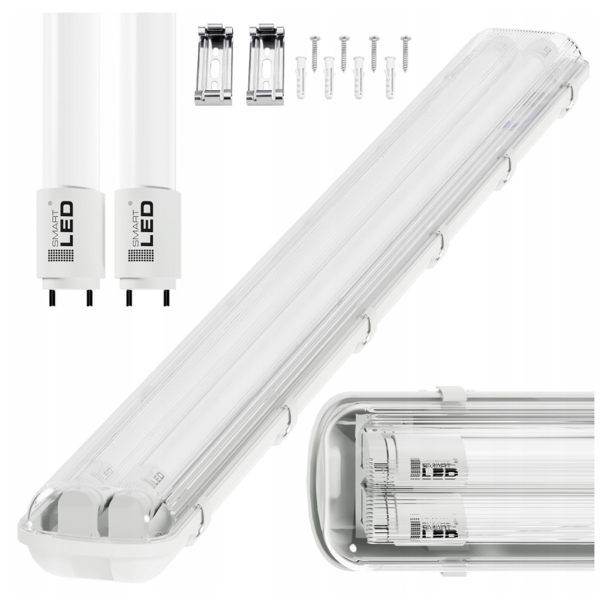 LED Industrial T8 Batten Light, 2x G13, 20W, 230V, 6500K, 120 cm, IP65, White