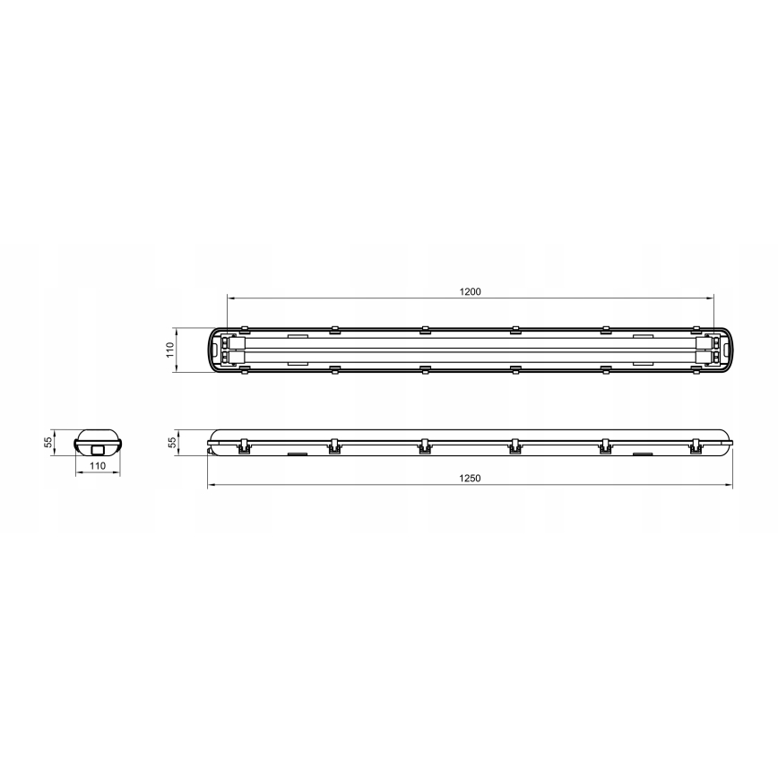 LED Industrial T8 Batten Light, 2x G13, 20W, 230V, 6500K, 120 cm, IP65, White
