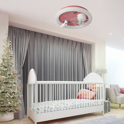 LED children's dimmable ceiling light with fan LED/48W/230V 3000/4000/6000K Ø 50 cm pink + remote control
