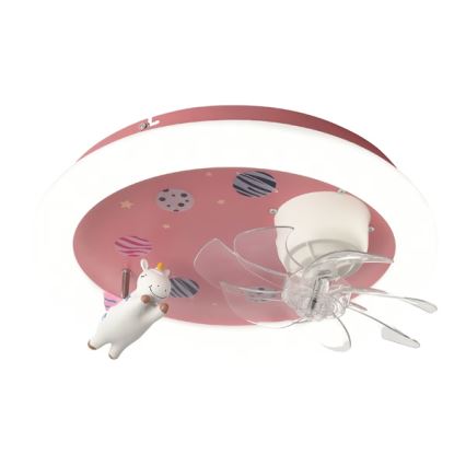 LED children's dimmable ceiling light with fan LED/48W/230V 3000/4000/6000K Ø 50 cm pink + remote control