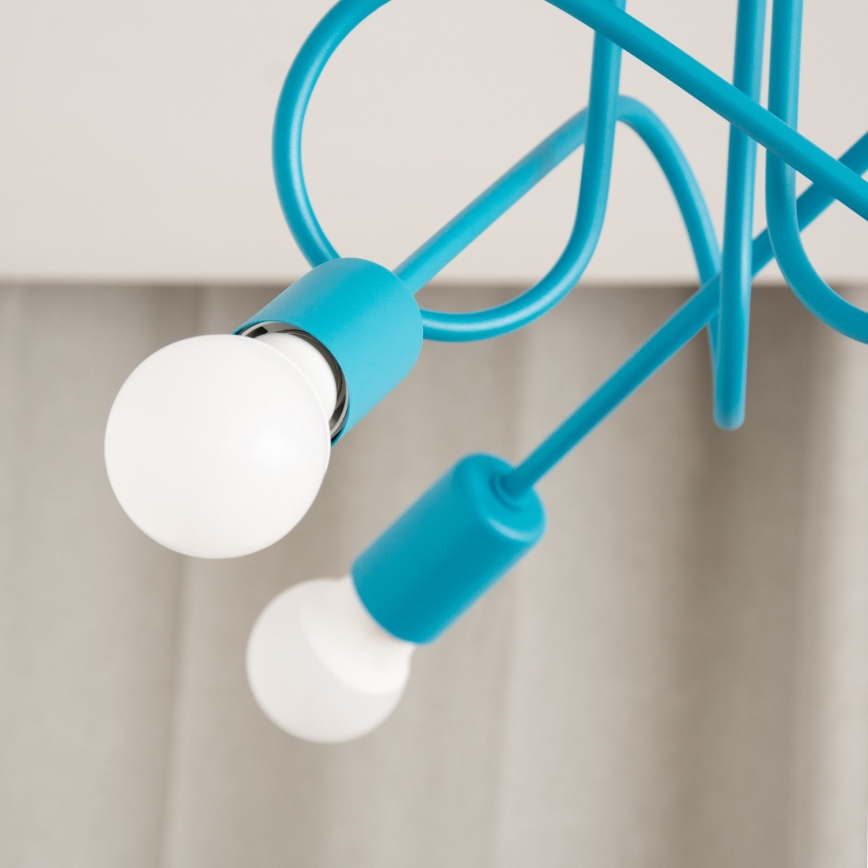 LED Kids' Flush-Mount Chandelier OXFORD 3xE27/15W/230V Blue