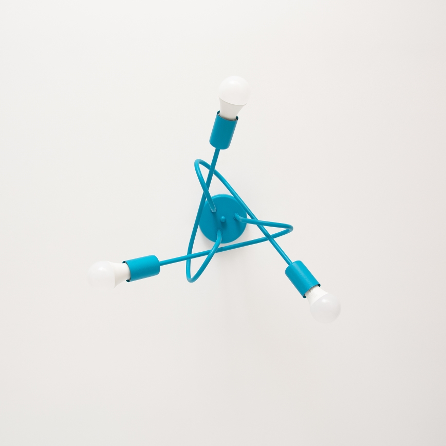 LED Kids' Flush-Mount Chandelier OXFORD 3xE27/15W/230V Blue