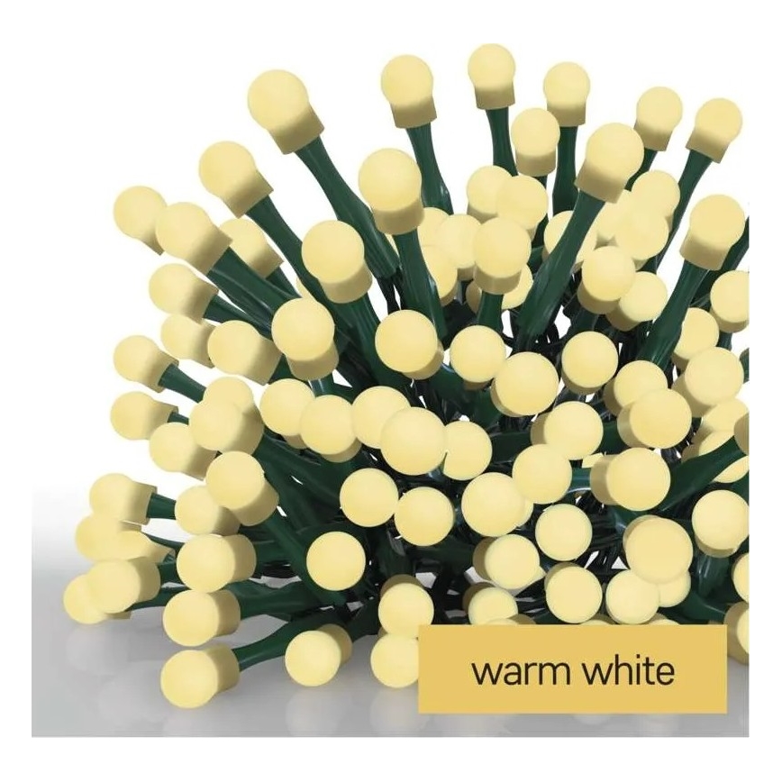 LED light string, 200 LEDs / 8 functions, 20 m, IP44, warm white