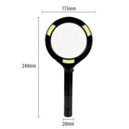 LED Magnifier 3× with LED backlight/3W/2xAA IP22