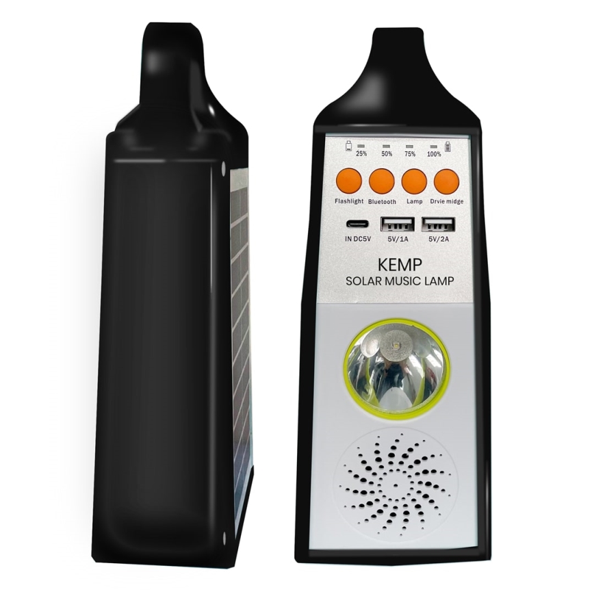 LED Multifunctional solar lamp with a speaker and power bank LED/5W/7200mAh IP65