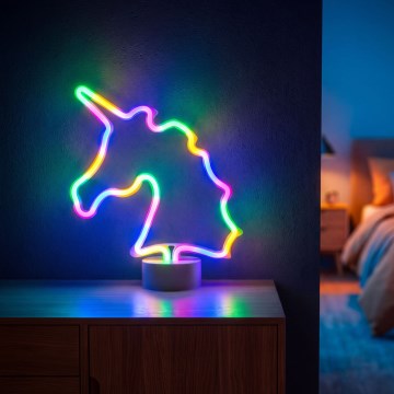 LED Neon Desk Decoration LED/2W/3xAA USB Unicorn